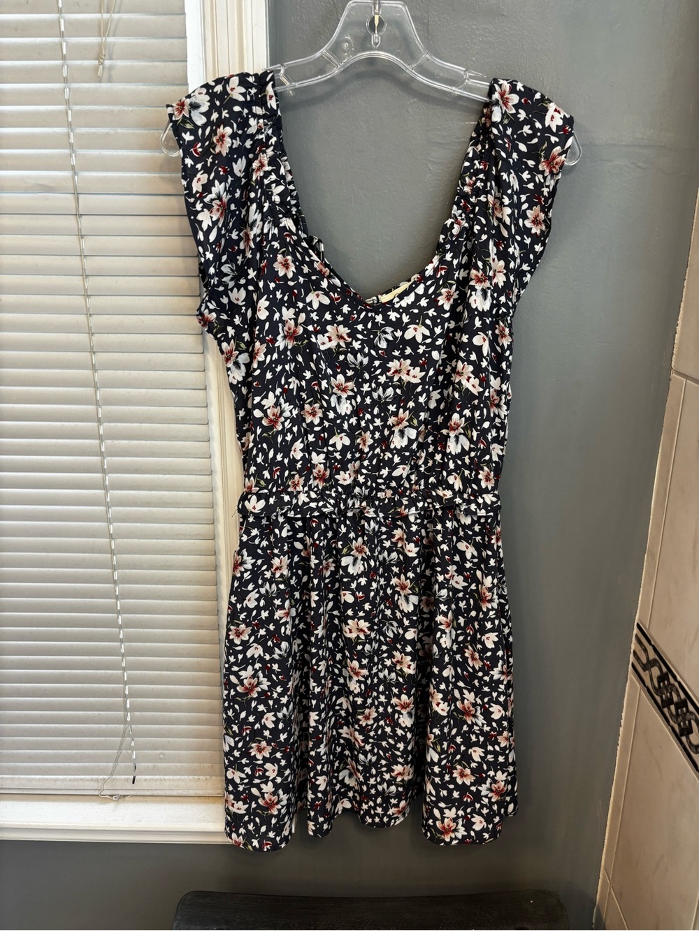Floral Print Navy Women’s Fit-and-Flare Dress; Jessica Simpson